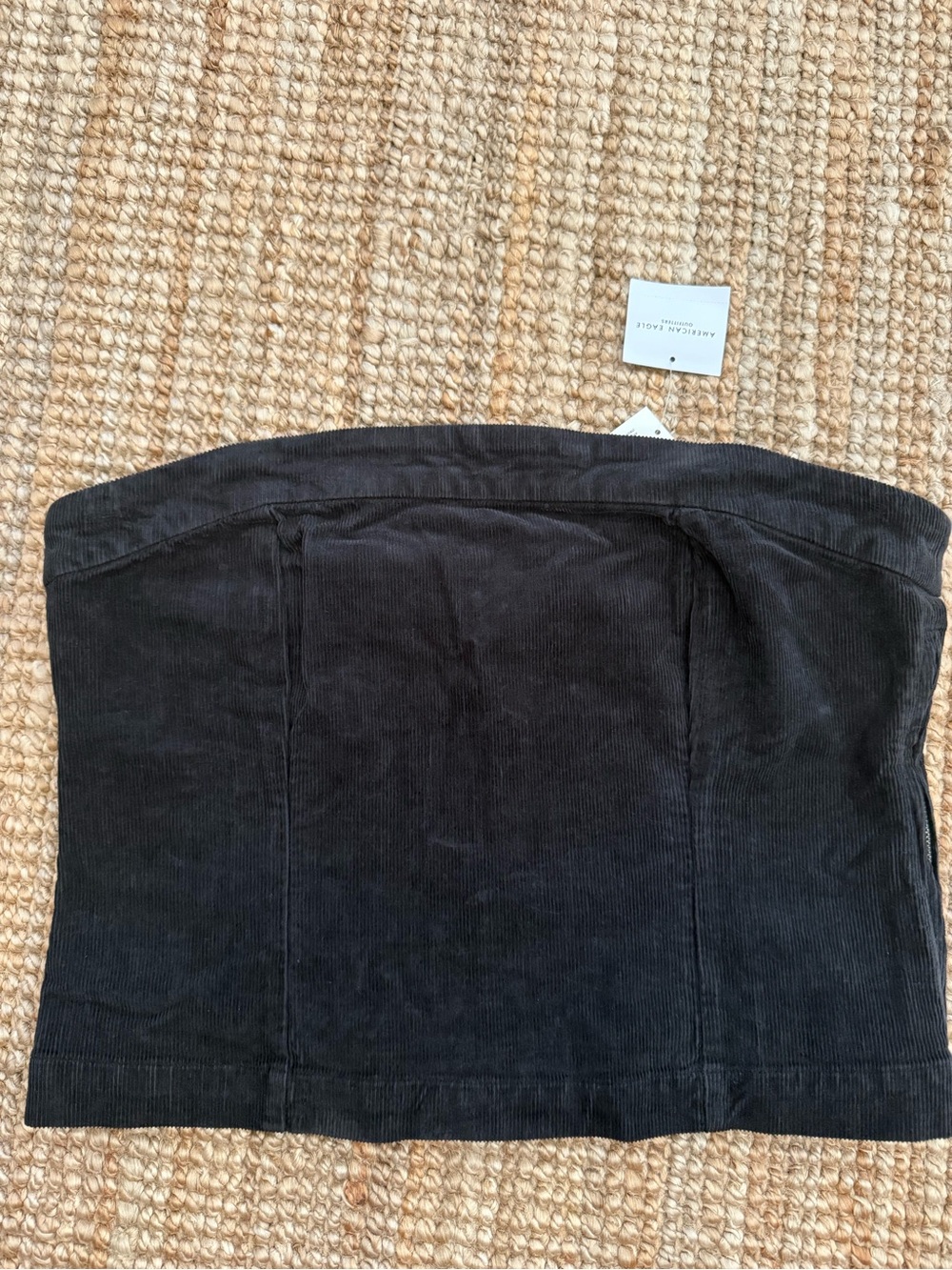 American Eagle Outfitters Black  Corduroy Ribbed Strapless Top